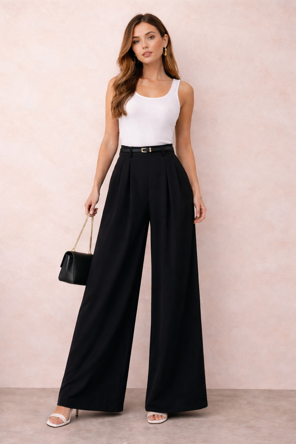 Pantalon classique fluide +ceinture