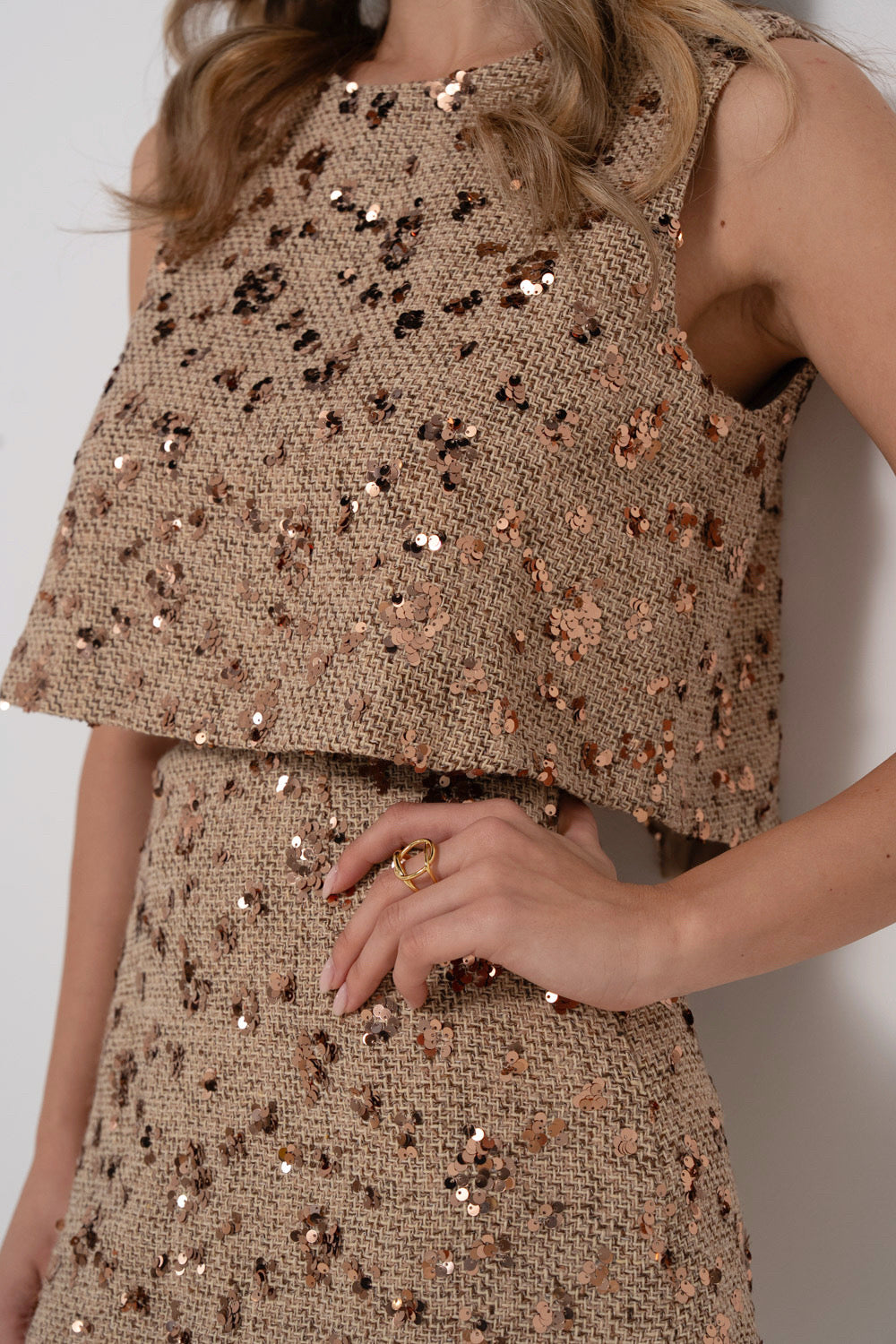 Ensemble jupe sequin et Tweed