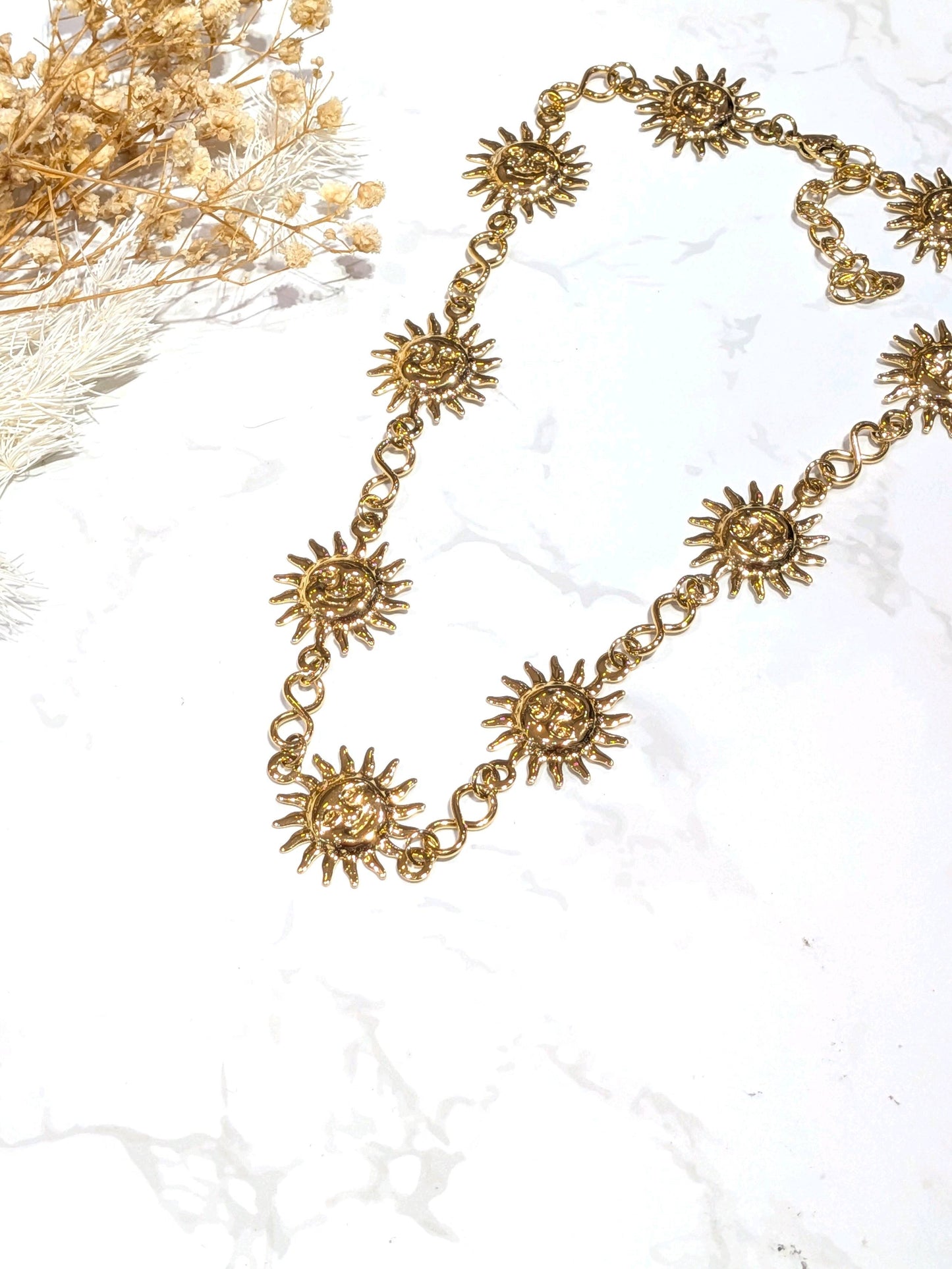 Collier soleil acier inox