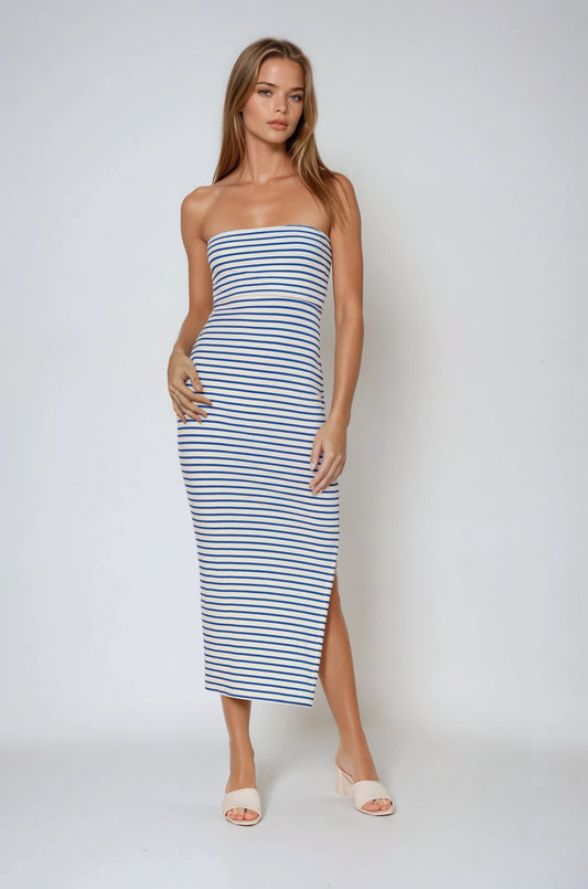 Robe bustier à rayures