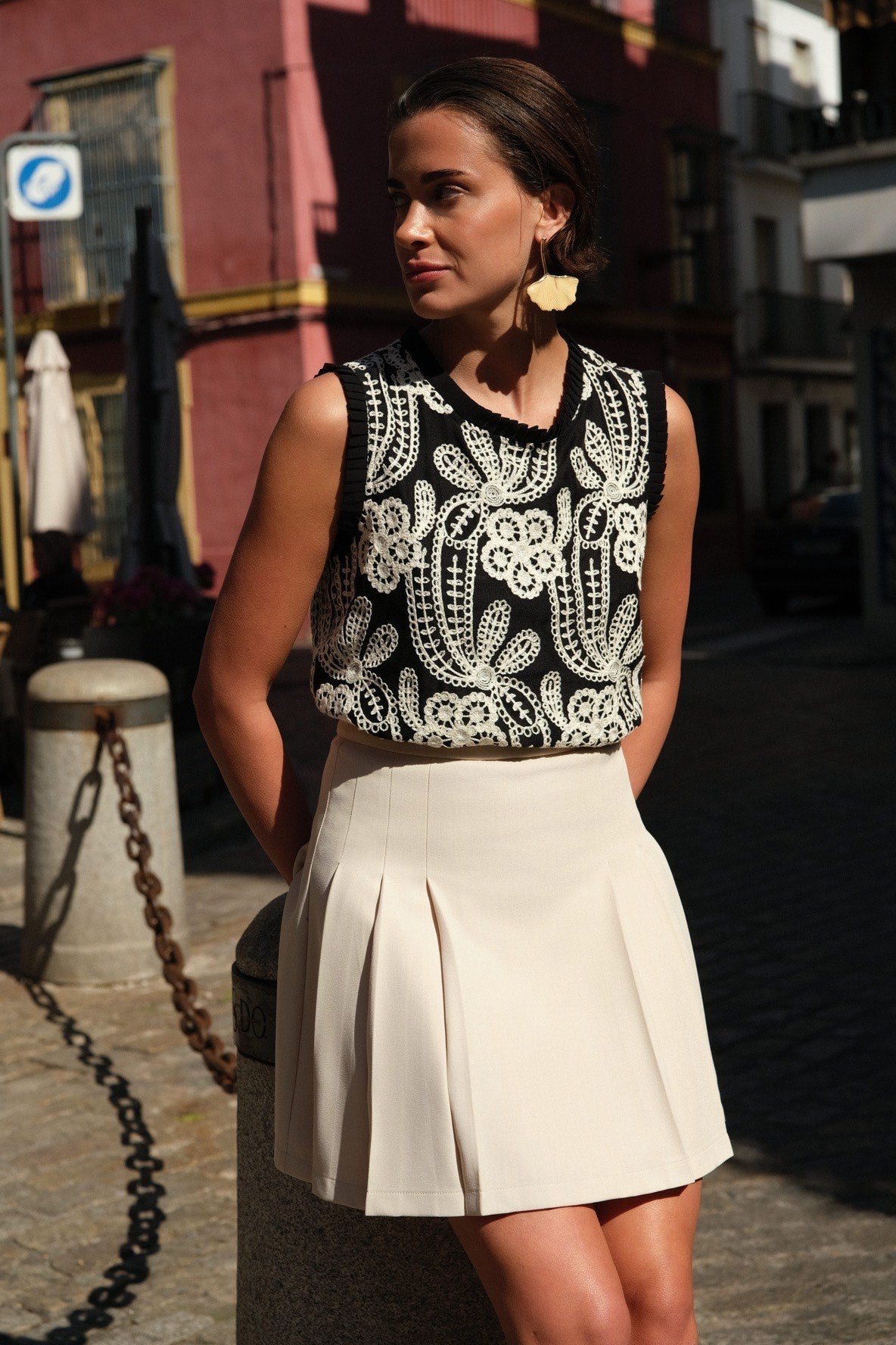 Jupe courte plissée