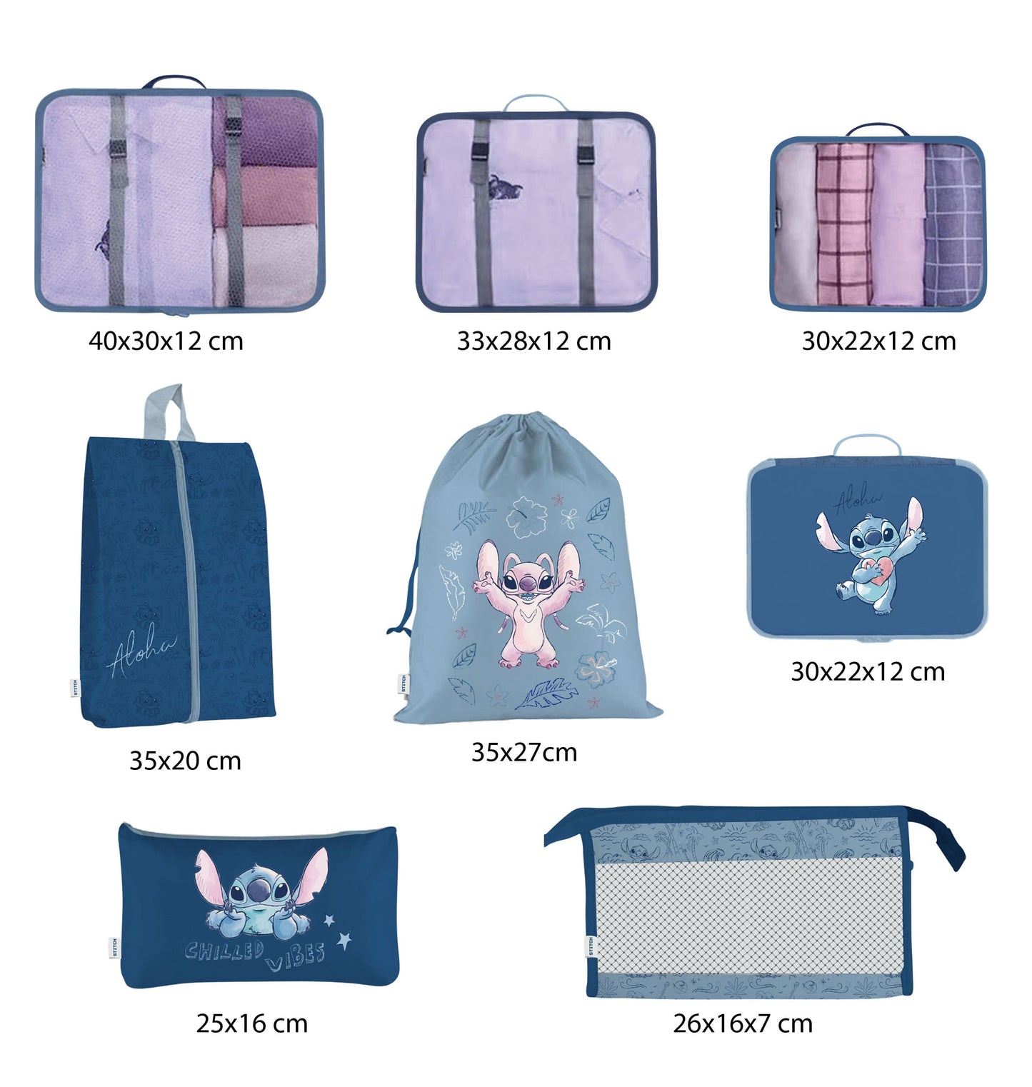 Set de 8pcs Organisateurs de bagage STITCH