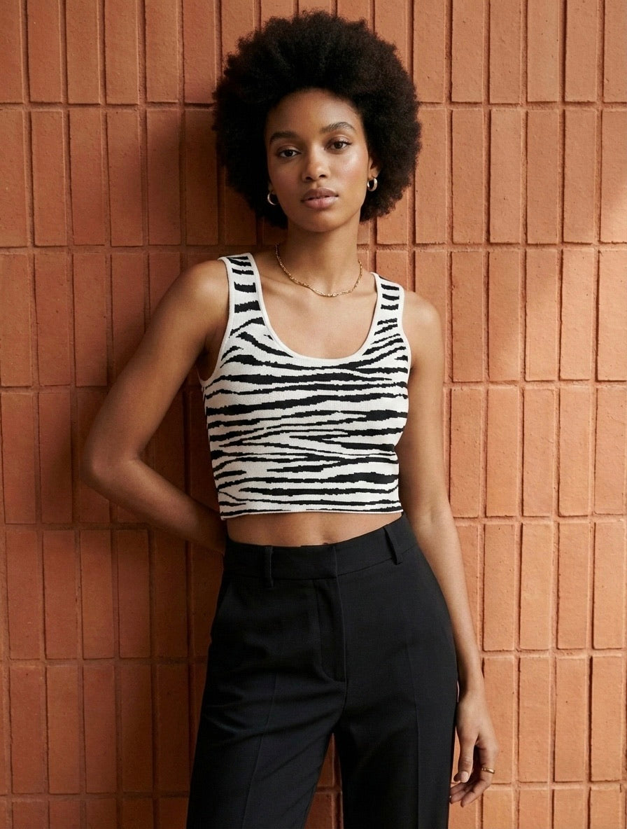 Crop Top en maille Zébré