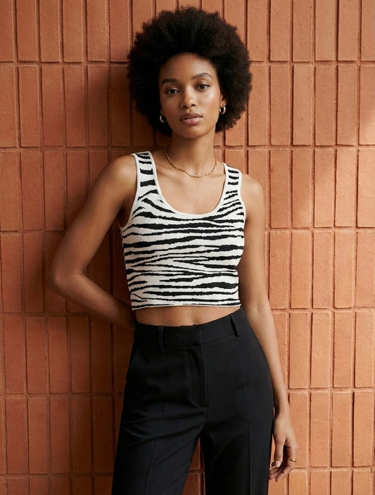 Crop Top en maille Zébré