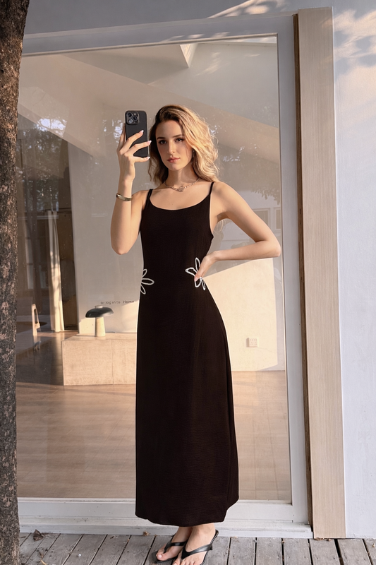 Robe Longue Broderie Fleurs