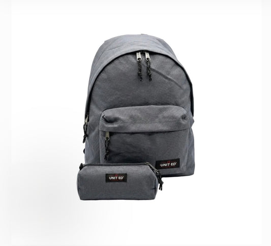 Sac à dos uni gris + Trousse UNIT-ED