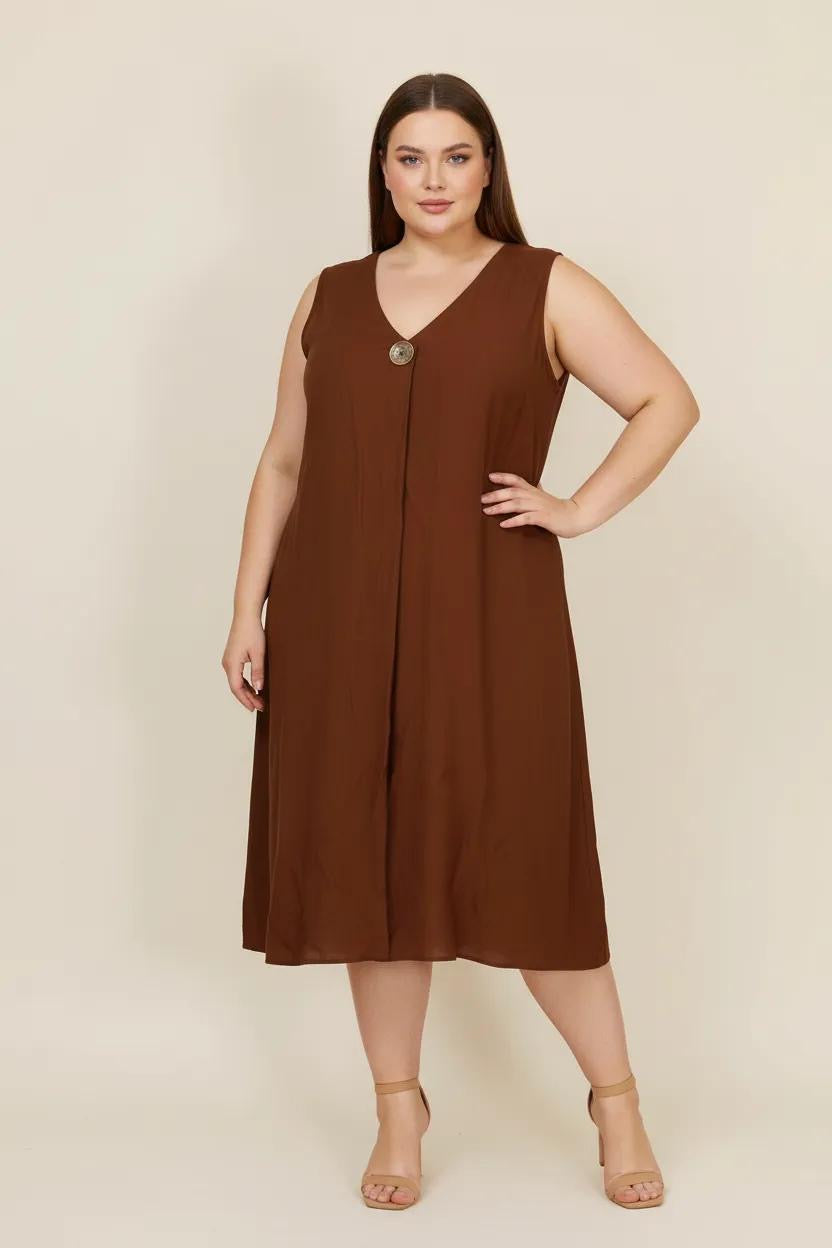 Robe Longue Sans Manche Col V