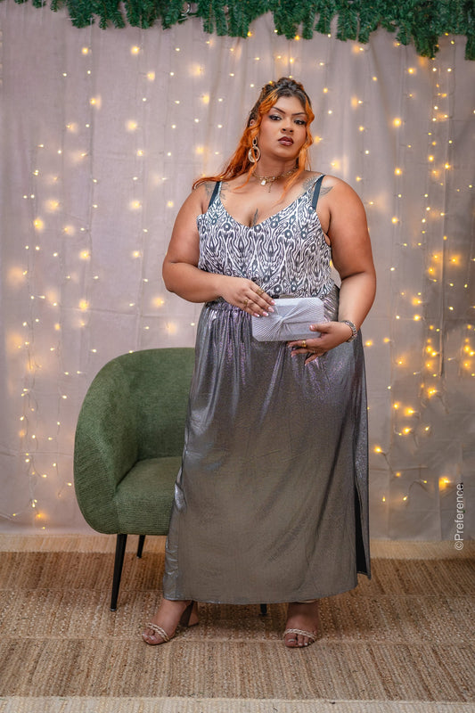 Jupe satinée argenté