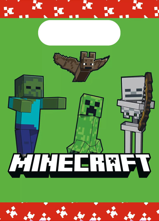 Sac bonbons en papier x4 Minecraft